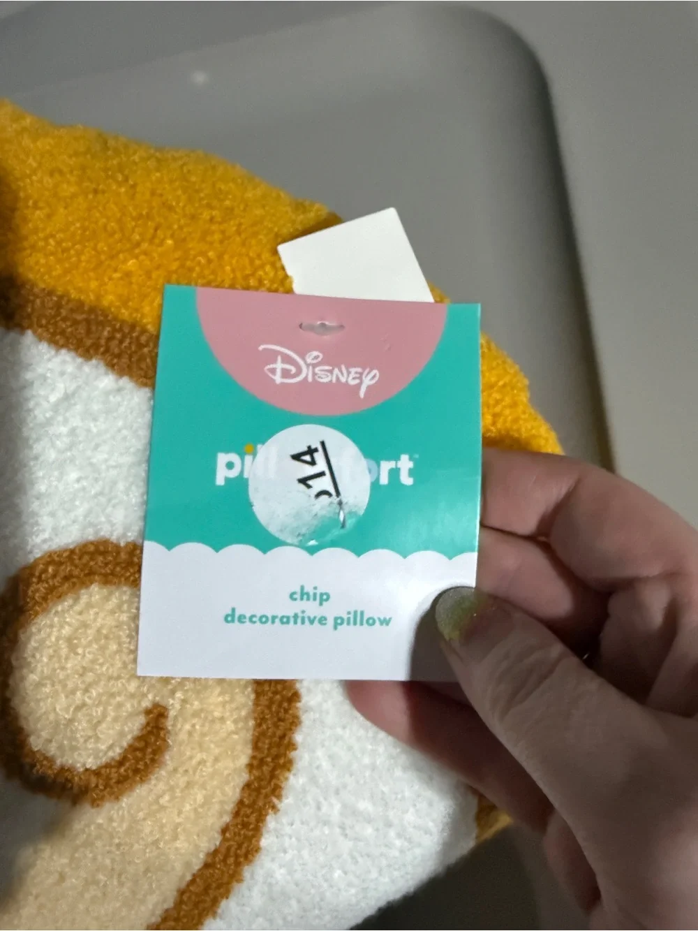 Disney Pillowfort Chip Yellow White Green Plush Decorative Pillow